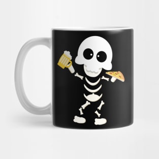 Funny Skeleton Pizza Beer Halloween Costume Mug